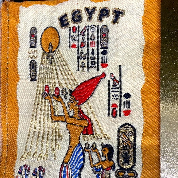EGYPTIAN COIN PURSE PHARAOH THEMED CARD ORGANIZER 4”x6” ZIPPER TOP - Picture 10 of 14